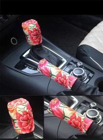 img 3 attached to 🌻 Ranxizy Sunflower Auto Gear Shift Knob Cover & Handbrake Cover Set - Washable Neoprene Cloth