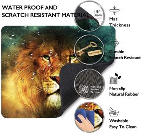 img 3 attached to 🦁 Hokafenle Square Mouse Pad African Lion: Premium-Textured Custom Design for Wireless Mouse - Non-Slip Rubber Base, Washable Lycra Cloth