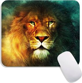 img 4 attached to 🦁 Hokafenle Square Mouse Pad African Lion: Premium-Textured Custom Design for Wireless Mouse - Non-Slip Rubber Base, Washable Lycra Cloth