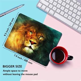 img 1 attached to 🦁 Hokafenle Square Mouse Pad African Lion: Premium-Textured Custom Design for Wireless Mouse - Non-Slip Rubber Base, Washable Lycra Cloth