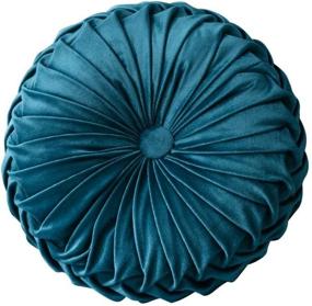 img 4 attached to 🎃 Velvet Pleated Pumpkin Round Pillow | Overstep Decorative Cushion for Living Room Sofa Decoration