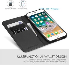 img 2 attached to 📱 SHIELDON Genuine Leather iPhone 8 Plus Wallet Case Book Flip Cover with Credit Card Slot and Magnetic Closure - Black | Compatible with iPhone 8 Plus / 7 Plus