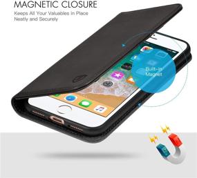 img 1 attached to 📱 SHIELDON Genuine Leather iPhone 8 Plus Wallet Case Book Flip Cover with Credit Card Slot and Magnetic Closure - Black | Compatible with iPhone 8 Plus / 7 Plus