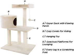 img 2 attached to 🐱 PETMAKER 3 Tier Cat Tree: Plush Multi Level Tower with Scratching Posts, Perch Bed, Condo, and Toy for Cats & Kittens (31”) - Ultimate Feline Fun and Relaxation!