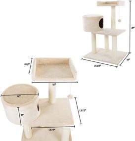 img 3 attached to 🐱 PETMAKER 3 Tier Cat Tree: Plush Multi Level Tower with Scratching Posts, Perch Bed, Condo, and Toy for Cats & Kittens (31”) - Ultimate Feline Fun and Relaxation!