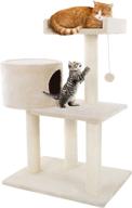 🐱 petmaker 3 tier cat tree: plush multi level tower with scratching posts, perch bed, condo, and toy for cats & kittens (31”) - ultimate feline fun and relaxation! logo