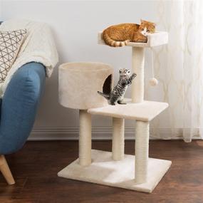 img 1 attached to 🐱 PETMAKER 3 Tier Cat Tree: Plush Multi Level Tower with Scratching Posts, Perch Bed, Condo, and Toy for Cats & Kittens (31”) - Ultimate Feline Fun and Relaxation!