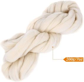 img 3 attached to 🧶 Wool Roving for Needle Felting - 7oz Pure Chunky Wool Batting, SOLEDI Thick Wool Yarn Core Wool Stuffing - DIY Craft & Hand Spinning, Weaving, Spinning - Doll Making (Milk White)