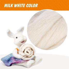 img 2 attached to 🧶 Wool Roving for Needle Felting - 7oz Pure Chunky Wool Batting, SOLEDI Thick Wool Yarn Core Wool Stuffing - DIY Craft & Hand Spinning, Weaving, Spinning - Doll Making (Milk White)