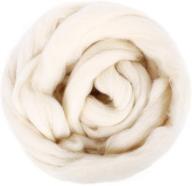🧶 wool roving for needle felting - 7oz pure chunky wool batting, soledi thick wool yarn core wool stuffing - diy craft & hand spinning, weaving, spinning - doll making (milk white) logo
