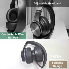 img 1 attached to 🎧 Amazrock HD Bluetooth Wireless Headphones (Super Bass) - AB18 Over-The-Ear Headphones with Microphone, Noise Isolation - High-End Driver, 42-Hour Playtime, 50mm Driver