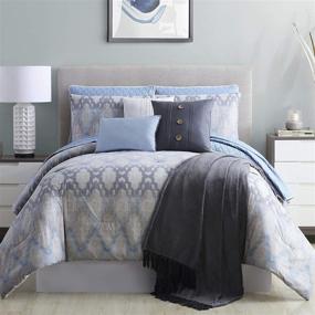 img 3 attached to 🛏️ Radiance 10-Piece Comforter and Coverlet Set, King/California King, Grey/Blue by Modern Threads