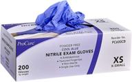 🧤 200 count procure x-small disposable nitrile gloves - powder free, latex free, medical exam grade, non sterile, ambidextrous - soft with textured tips - cool blue logo