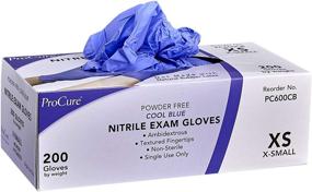 img 4 attached to 🧤 200 Count ProCure X-Small Disposable Nitrile Gloves - Powder Free, Latex Free, Medical Exam Grade, Non Sterile, Ambidextrous - Soft with Textured Tips - Cool Blue