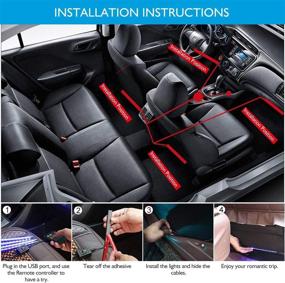img 1 attached to 🚗 Enhance Your Car's Interior with 4pcs 48 LED MultiColor Music Car Strip Light Kit