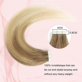img 1 attached to 🌟 Sixstarhair Balayage Tape In Hair Extensions - Ash Brown to Ash Blonde Blend - 100% Human Hair - Skin Weft - Real Remy - Invisible Double Side Tape - B8-18-60# - 18 inch length