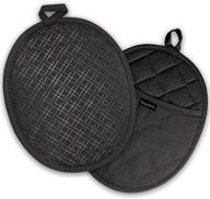 🔥 rmolitty pot holders: heat resistant up to 500f, non-slip grip, soft fabric & silicone, 10’’x 7’’ potholder with pockets (black) logo