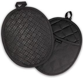 img 4 attached to 🔥 Rmolitty Pot Holders: Heat Resistant up to 500F, Non-Slip Grip, Soft Fabric & Silicone, 10’’x 7’’ Potholder with Pockets (Black)