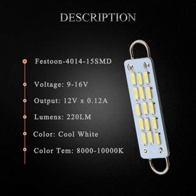 img 2 attached to 🚗 Осветите свой автомобиль с помощью EverBrightt 4-Pack Cool White 44MM 4014 15SMD Жёсткие петлевые LED-светильники купола - идеально подходят для автомобильных дверей и багажника