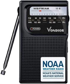 img 4 attached to Vondior Emergency NOAA/AM/FM Battery Operated Portable Radio - Best Reception for NOAA Weather Radio. Hurricane Supplies for Home. Powered by 2 AA Batteries (Black)