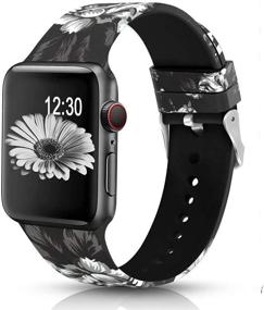 img 1 attached to 🌸 Солнечный Woo цветочный спортивный браслет Fadeless для Apple Watch 38мм 40мм 42мм 44мм - Мягкий силиконовый заменяемый ремешок для iWatch Series 6, 5, 4, 3, SE - Женская и Мужская версия