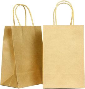 img 3 attached to 🎁 Pack of 100 Christmas Kraft Paper Bags - Brown Gift Bags with Handles Bulk for Christmas Gift Giving, DIY Party Bags, Christmas Party Favors - 5.25 * 3.75 * 8 Inches