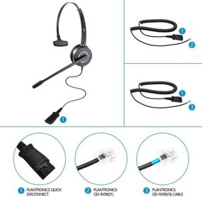 img 3 attached to 🎧 Call Center Headset with Quick Disconnect & Noise-Cancelling Microphone for Polycom, Avaya, Yealink, and Grandstream Phones