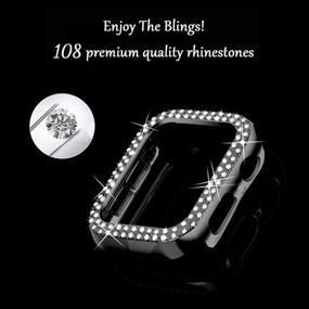 img 3 attached to Женский чехол Bling Crystal Diamond с петлей Мэш для Apple Watch Series 3/2/1 - ремешок Joyozy Stainless Steel Mesh Band (не требуется инструмент, черный, 38 мм) совместим с Apple Watch