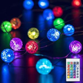 img 4 attached to 🌟 Experience Magical Ambiance with Beewin Globe String Lights - Crystal Crackle Ball Lights | 30 LED USB Operated Fairy Lights | Vibrant 8-Color 10FT | Remote Control | Ideal for Indoor/Outdoor, Wedding, Christmas, Valentine's Day, RGB