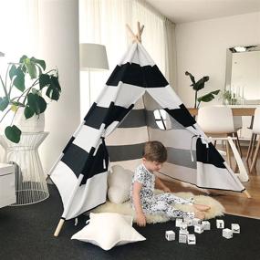 img 1 attached to 🏕️ Striped Children's Teepee for Tiny Spaces