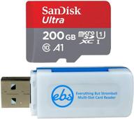 📷 sandisk 200gb sdxc micro ultra memory card with class 10 for samsung galaxy a50, a40, a30 cell phone (sdsquar-200g-gn6mn) bundle & (1) everything but stromboli microsd/sd card reader logo