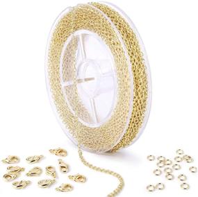 img 4 attached to Crafters' Delight: 33 Feet Gold Cable O Chain Spool with 4mm Jump Ring and Lobster Clasps Bulk - Perfect for DIY Jewelry Making!