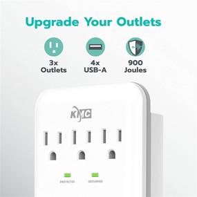 img 3 attached to 🔌 KMC Wall Mount Surge Protector with 3 Outlets, 900 Joules, 4.8 AMP USB Charging Ports, 4 USB Ports, and 1 Phone Holder – ETL Certified for Home, School, Office