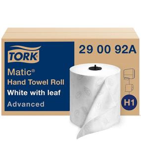 img 4 attached to Рулон бумажных полотенец Tork Matic, белый с серым узором, продвинутый, H1, из 100% переработанного волокна, высокая впитываемость, средняя емкость, двухслойный, набор из 6 рулонов