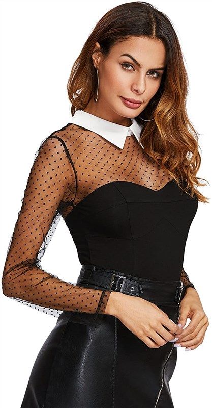 WDIRARA Women's Mesh Lace Strapless Sheer Bustier Sexy Fitted Tube