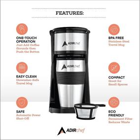 img 3 attached to ☕ ADIRchef Single Serve Coffee Maker - Mini Personal Coffee Maker with Travel Mug - 15 oz. Reusable Filter - for Home, Office, Camping