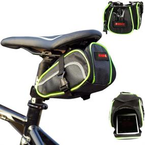 img 1 attached to Green Waterproof Strap-on Seat Bag - Ryhpez Bike Saddle Bag, Mountain Bike Pocket Pack with Reflective Stripes for Outdoor Night Safety Ride & Convenience