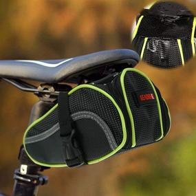 img 4 attached to Green Waterproof Strap-on Seat Bag - Ryhpez Bike Saddle Bag, Mountain Bike Pocket Pack with Reflective Stripes for Outdoor Night Safety Ride & Convenience