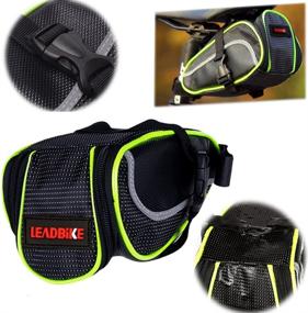 img 3 attached to Green Waterproof Strap-on Seat Bag - Ryhpez Bike Saddle Bag, Mountain Bike Pocket Pack with Reflective Stripes for Outdoor Night Safety Ride & Convenience