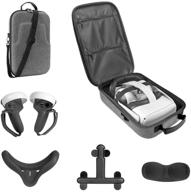 🎮 hijiao 6-in-1 set for oculus quest 2: hard case, controller grip cover, knuckle strap, head strap pad, face cover, lens protect cover & shoulder strap (gray) logo
