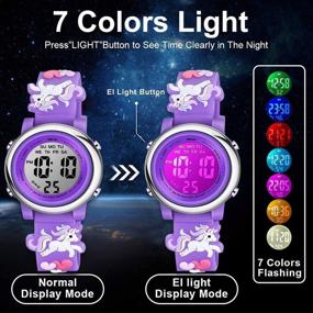 img 2 attached to 🌈 Venhoo Kids Watches: Fun and Waterproof 3D Cartoon Watches for Girls 3-10 Years - 7 Color Lights, Alarm, Stopwatch - Perfect Gifts for Little Children