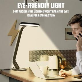 img 2 attached to JKSWT LED Desk Lamp with USB Charging Port, 72 LEDs, 9 Brightness Levels, 5 Color Modes, Eye-Caring Table Light, Touch Control, Memory Function, 10W Reading Lamp for Home Office (Black)