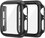 📱 edimens 2 пакет жесткий чехол из пк для apple watch series 6 / se / 5 / 4 40 мм - тонкий закаленное стекло защитное стекло, чёрный. логотип