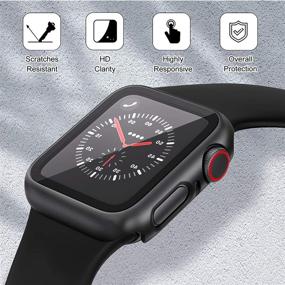 img 2 attached to 📱 EDIMENS 2 Пакет Жесткий Чехол из ПК для Apple Watch Series 6 / SE / 5 / 4 40 мм - Тонкий Закаленное Стекло Защитное стекло, Чёрный.