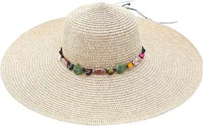 img 2 attached to 👒 Lanzom Women's Wide Brim Straw Beach Hat - Floppy, Foldable, Roll-up Cap with UPF 50+ Sun Protection