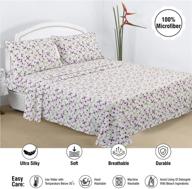 🌸 ultra soft white floral twin sheets with deep pocket - 3 piece set for kids, purple floral - 100% microfiber logo