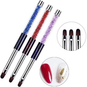 img 3 attached to 💅 Ycyan 3Pcs Oval Gel Nail Brush Set – Professional Rhinestone Handle Tools for Polygel UV Builder Gel Nails Extension (Size 6/8/10)