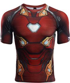 img 4 attached to 🏋️ Gym Gala Iron Man Shirt: 3D Printed Compression Shirt for Casual & Sports - Red