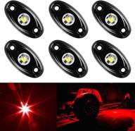 amak 6 pods led rock lights kit red underbody glow trail rig light waterproof underglow led neon lights for jeep off road trucks car atv suv vehicle boat - red logo