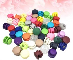 img 2 attached to 💯 100PCS Plastic Double Hole Spring Loaded Elastic Drawstring Cord Locks Clip Ends Round Ball Shape Luggage Lanyard Stopper for Camping Hiking by Healifty